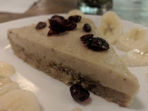 Vegan cheesecake! at Sarangi Vegetarian Restaurant in Kathmandu