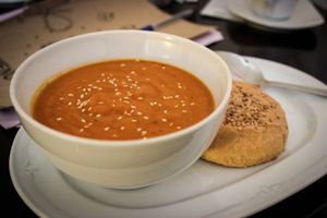 soup of the day - tomato soup at Vega Burger in Minsk