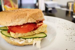 tofu burger at Vega Burger in Minsk