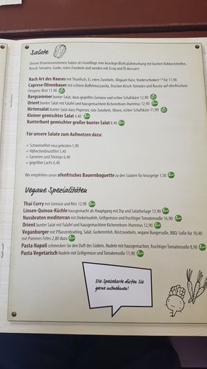 Neue Speisekarte Azgust 2021 at Beim Olivenbauer in Fuessen