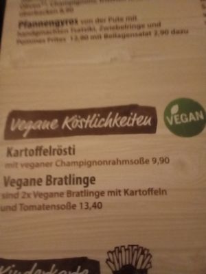 Menu at Beim Olivenbauer in Fuessen