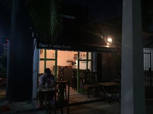 outside at Marvin's Burgers in Playa Del Carmen