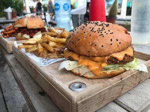Chick’n sandwich  at Marvin's Burgers in Playa Del Carmen