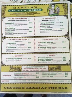 Menu - october 2018 at Marvin's Burgers in Playa Del Carmen