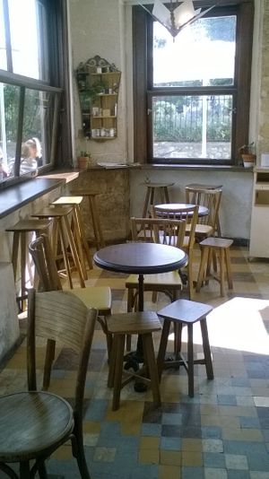 inside at Shakespeare and Company Cafe in Paris