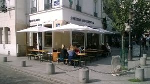 outside at Shakespeare and Company Cafe in Paris