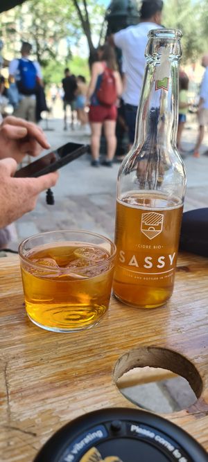 Vegan cider at Shakespeare and Company Cafe in Paris