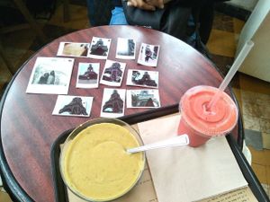 Soup of the day and a smoothie at Shakespeare and Company Cafe in Paris