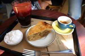Apple Pie (vegan) + Juice + Coffee at Shakespeare and Company Cafe in Paris