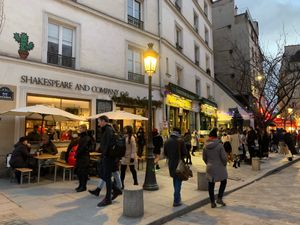 Outside at Shakespeare and Company Cafe in Paris