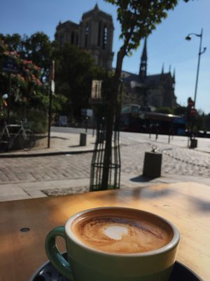Views from outdoor seating at Shakespeare and Company Cafe in Paris