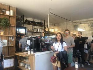 Inside at Shakespeare and Company Cafe in Paris