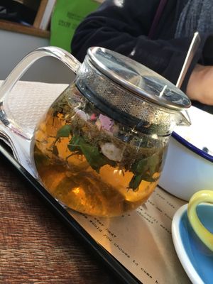 Herbal / tricolore tea with fresh herbs  at Shakespeare and Company Cafe in Paris
