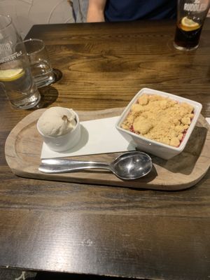 Love that had vegan ice cream as an option instead of a plain crumble  at The Blackhorse Hotel Restaurant in Grassington