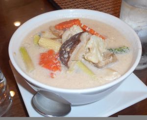 Tamnan Thai  - Mixed Mushroom & Tofu Soup with Galingal & Coconut Cream, so good! at Tamnan Thai   in Pattaya