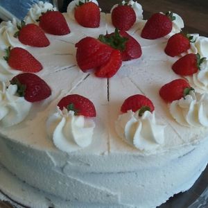vegan strawberry and vanilla cakes at The Pie Parlour & Bakery in Glossop