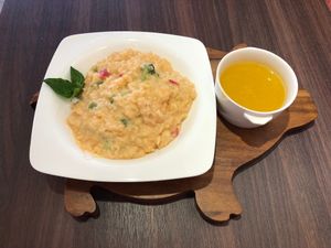 Cheese vegetable Risotto (with soup) at Tofunia in Taipei