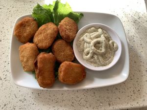 Soy chicken nuggets with vegan ranch  at Loving Hut in Garden Grove