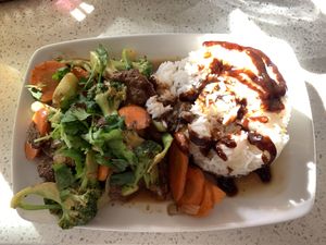 Broccoli bliss with white ricee  at Loving Hut in Garden Grove