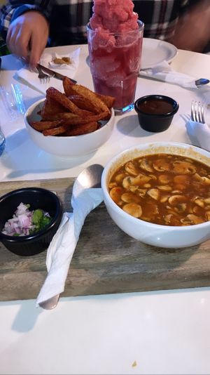 Vegan Birria & potato wedges  #Veganuary at Calabacitas Tiernas Bistro in Zapopan