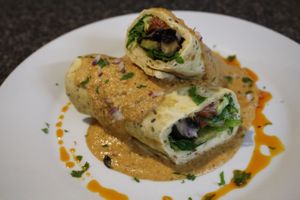 Envuelto de vegetales bañado en salsa de chipotle at Calabacitas Tiernas Bistro in Zapopan