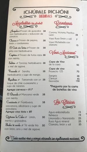 Menú - Bebidas/Drinks at Calabacitas Tiernas Bistro in Zapopan