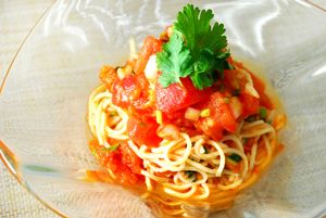 Tomato/coriander at Hiryu in Kashiwa