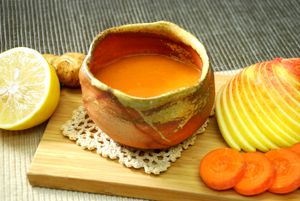 Hot apple*/carrot/lemon/ginger drink.
This drink menu is for a limited time only. at Hiryu in Kashiwa