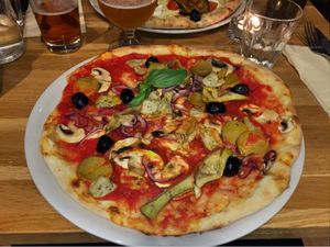 Veggeroni vegan pizza  at Slice Pizza in Lausanne
