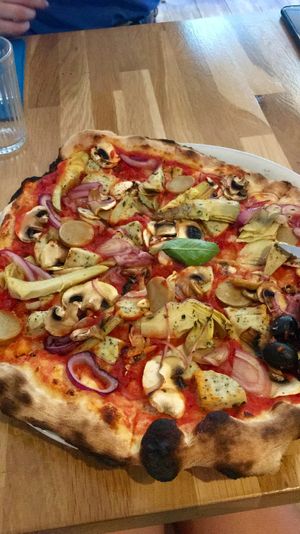 Vegan 'Veggeroni' at Slice Pizza in Lausanne