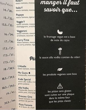 Organic vegan products  at Slice Pizza in Lausanne