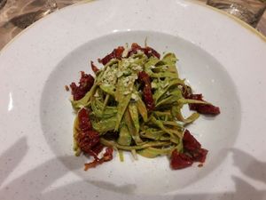 carrot fettuccine with pesto at Solo Crudo - Prati in Rome
