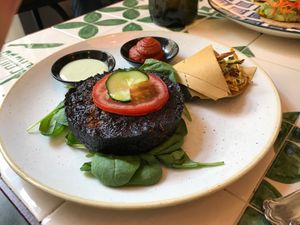 Raw burger & fries/rings! at Solo Crudo - Prati in Rome