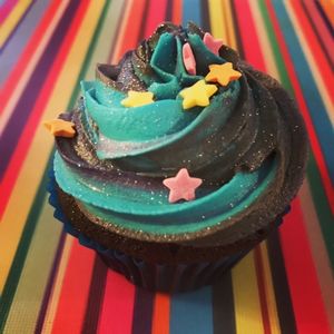 2001: A Cake Odyssey Galaxy Cupcake at Gorgosaurus Vegan Bakery in Manchester