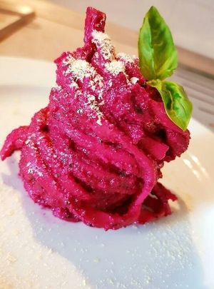 Pasta with red cashew and basil at Delicias y Namaste in Fuerteventura