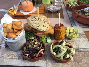 Breaded steak at Delicias y Namaste in Fuerteventura