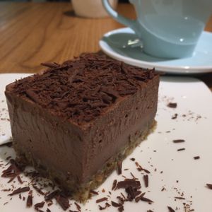 chocolate cake and coffee   at Ru if Vegan in Shanghai