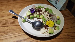 Tofu and avocado salad. Server said the tofu was some special homemade thing. It was nice I guess but didn't taste special. at Ru if Vegan in Shanghai