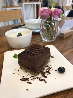 Chocolate cake, lemon mousse (think it was 38 CNY each) at Ru if Vegan in Shanghai