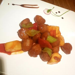 Sweet and sour chicken. Quite chewy at Ru if Vegan in Shanghai