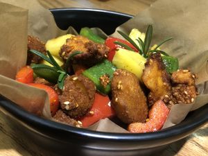 Mushrooms, bell pepper, pineapples, rosemary  at Ru if Vegan in Shanghai