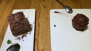 Chocolate cake and chestnut chocolate ball at Ru if Vegan in Shanghai