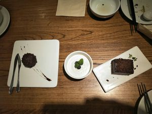 Chocolate ball, lemon cheesecake & chocolate mousse cake. at Ru if Vegan in Shanghai