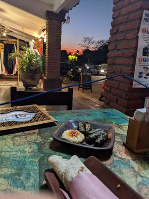 Rice in vine leaves (ask for hummus instead of the dairy based default side) at El Sultan in Oaxaca