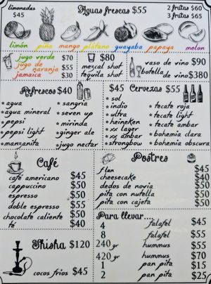 Menu 6 of 7, June 2023 at El Sultan in Oaxaca