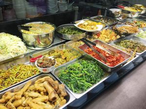 buffet spread at Fortune Tree Vegetarian in Northeast Singapore