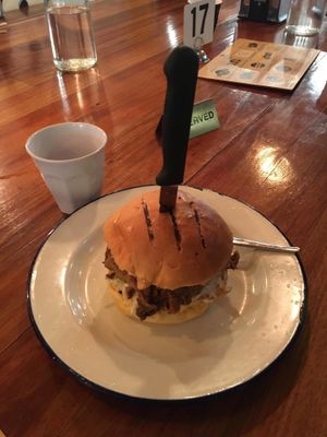 The pulled "pork" (jackfruit) burger from Soul Burger Glebe, ordered on 1/09/2017. at Soul Burger in Glebe