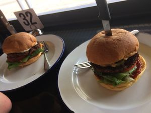 Beef and spicy beef burger at Soul Burger in Glebe