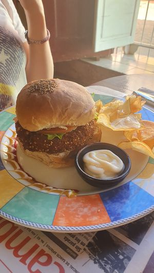 Vegan burger at La Redaccion in Trinidad