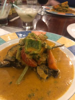 Vegan Caribbean curry  at La Redaccion in Trinidad
